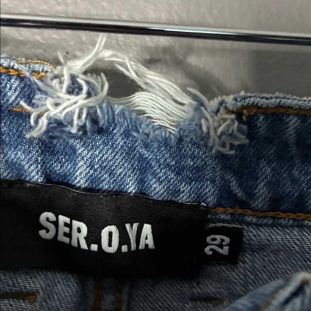 SER.O.YA Wide Leg Flare Jeans | Light Wash Distressed Ripped Trendy Revolve 29/8 - Picture 5 of 11